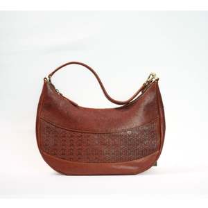Baron Embossed Crescent Bag - Cognac