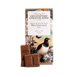 Kitchen Dinning: Devonport Kereru and Apple Blossom Milk Chocolate Tablet - 80g