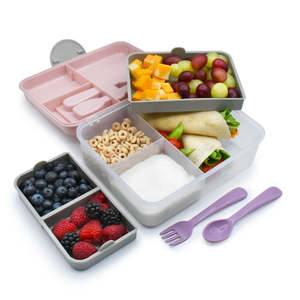 Melii 2 Tier Bento Box - Pink and Grey