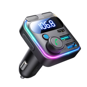 Car Chargers: Bluetooth FM Transmitter with Dual Mics and Charging Ports