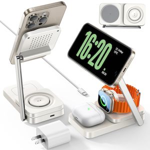 3-in-1 Premium Wireless Charging Stand - White