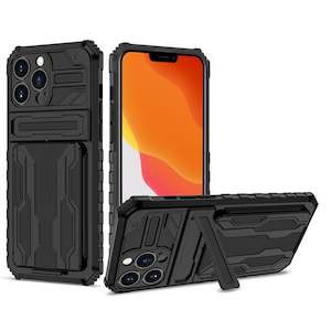 iPhone 13 Pro Case Drop-proof Protective Case with Hidden Card Slot and Kickstand
