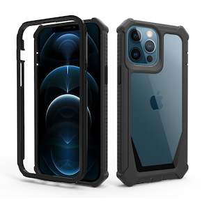 iPhone 13 Pro Max Rugged Phone Case with Raised Edges - Black