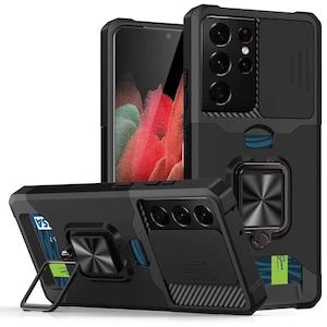 Samsung Galaxy S21 Ultra Rugged Phone Case with Cardholder and Kickstand