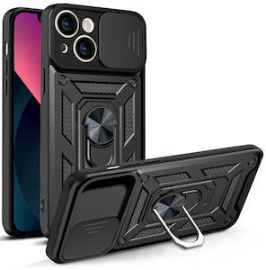 iPhone 14 Plus Phone Case with Built-in Ring Kickstand and Lens Cover