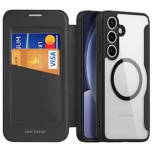 Phone Cases: Samsung S25 Folio Case with Card Holder and Screen Protection - Black