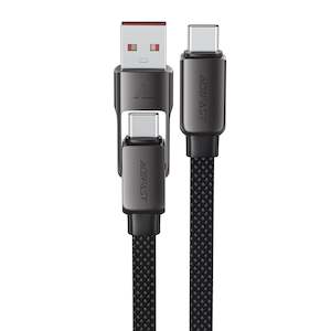 60W 2-in-1 USB/Type-C to Type-C Braided Charging Cable
