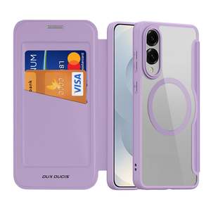 Samsung S25 Folio Case with Card Holder and Screen Protection - Purple