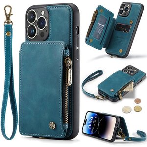 iPhone 12 Leather Folio Wallet Case with Wrist Strap
