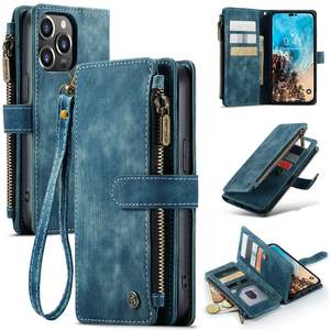 Caseme: Leather Wallet Case with Wrist Strap for iPhone 13 Pro