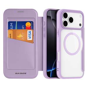iPhone 17 Pro Max Purple PU Leather Wallet Case with MagSafe & Card Slots