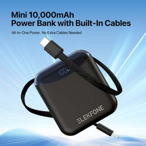 Power Bank: 10K Mini Power Bank with Built-in Cables for iPhone, Samsung & More - ELEKFONE