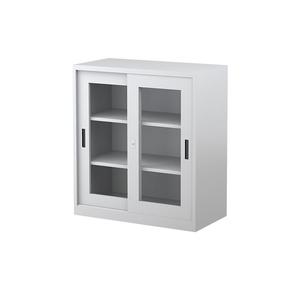 Two Shelves Sliding Glass Door Cabinet