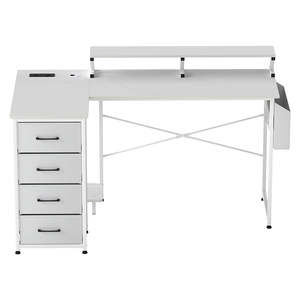 Levede L Shaped Gaming Desk with Storage Drawers White