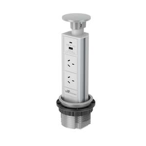 Glossy Silver Top, Pop Up Power Outlet