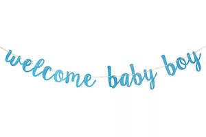 Welcome Baby Boy Banner (Blue) Clearance