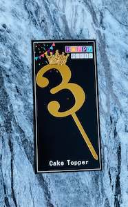 Cake Toppers And Birthday Banners: Number Cake Topper 3 (Clearance)