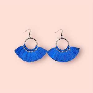 Blue Tassel Earrings