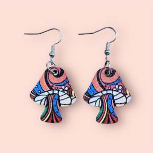 Earrings: Mushroom Wooden Earrings