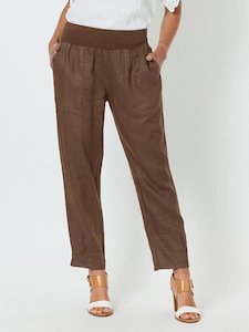 SARAH RIB WAIST LINEN PANT