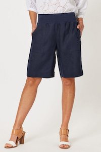 Shorts: JERSEY WAIST SHORT NAVY
