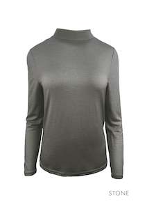 Ebony: WOMEN'S 100% MERINO WOOL (210) LONG SLEEVE TURTLE NECK JUMPER STONE