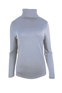 WOMENS 100% MERINO (210) LONG SLEEVE HIGH NECK TOP DUSK BLUE