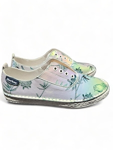 LEATHER VERA SHOES LINEN SHIMMER-ORIENT WHITE