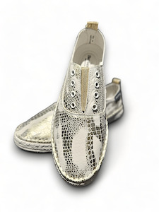 CROC LEATHER VERA SHOES LINEN RIVER GOLD/BEIGE