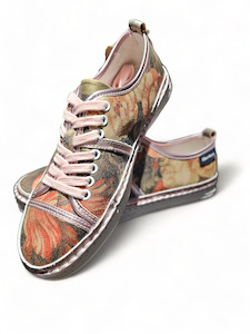 Holster: BLACK ROSE ANNIE SHOES LINEN TRIMS BABY PINK