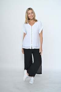 La Mode: FULL LENGTH SIDE BUTTON LAYERED BEACH PANT BLACK