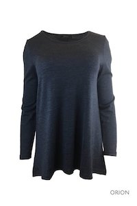 WOMEN'S 100% MERINO WOOL (210) A-LINE SCOOP LONG SLEEVE TOP ORION
