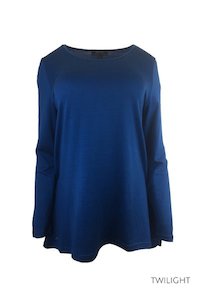 WOMEN'S 100% MERINO WOOL (210) A-LINE SCOOP LONG SLEEVE TOP TWILIGHT