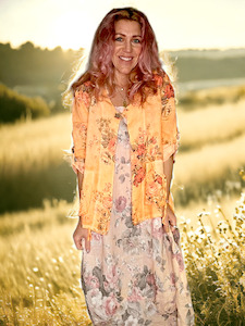 SEQUIN PKT LINEN JACKET SCARLETT ROSE NEON ORANGE