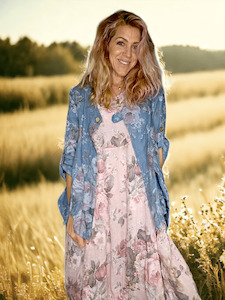 SEQUIN PKT LINEN JACKET SCARLETT ROSE PETROL