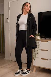 HOODIE 2 WAY ZIP CARDI JACKET EBAS551BLK