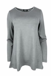 WOMENS 100% MERINO (210) A-LINE SCOOP LONG SLEEVE TOP STARLIGHT