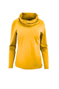 WOMENS 100% MERINO (210) LONG SLEEVE COWL NECK JUMPER TUSCAN SUN