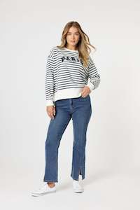 Threadz: PARIS STRIPE SWEATSHIRT NAVY / WHITE