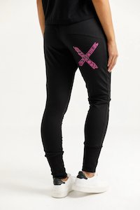 APARTMENT PANTS WINTER WEIGHT BLACK WITH ORCHID DAMASK X