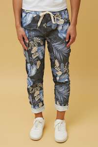 TROPICAL LEAF PRINT VISCOSE JOGGER PANT