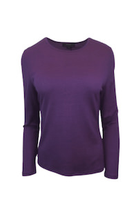 Crew Neck Womens Merino Wool Nz: WOMENS 100% MERINO (210) LONG SLEEVE CREW TOP ITALIAN PLUM