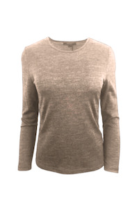 WOMENS 100% MERINO (210) LONG SLEEVE CREW TOP CAPPUCCINO