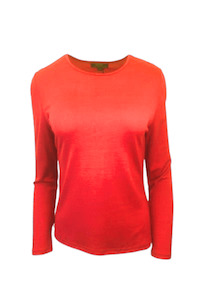 WOMENS 100% MERINO (210) LONG SLEEVE CREW TOP TANGERINE