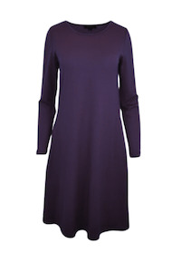 MERINO SWING DRESS LONG SLEEVES ITALIAN PLUM