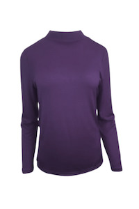 WOMENS 100% MERINO (210) LONG SLEEVE TURTLE NECK JUMPER ITALIAN PLUM