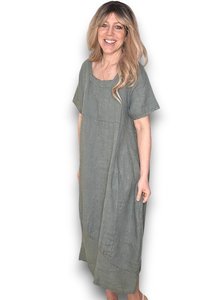 Dresses: MID SLEEVE MAXI DRESS FOREST