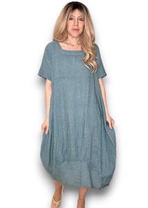 Dresses: MID SLEEVE MAXI DRESS FADED JADE