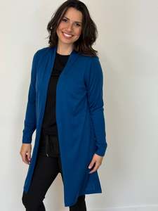 MERINO LONGLINE CARDIGAN WITH SPLIT HEM LONG SLEEVES TWILIGHT EBAS582TWI