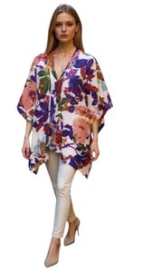 Tunics: COTTON COVER UP WHITE/PURPLE/BLUE MULTI